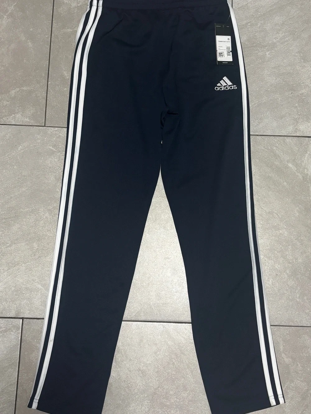 adidas Kids Navy Track Pants with White Side Stripes